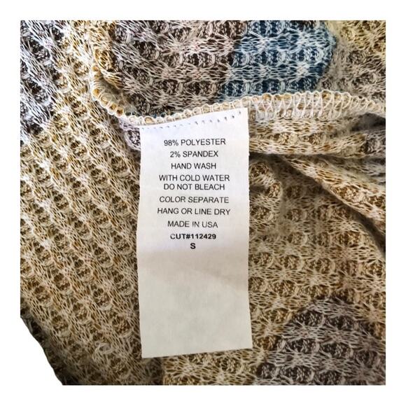 Bibi NWOT Pumpkin Blue Nutmeg Cheetah Long Sleeve Scoop Neck Top Small - Picture 11 of 14